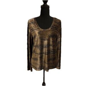 Chicos Design Size 1 Womens Medium Top Alligator Print Velvet Stretch Vintage